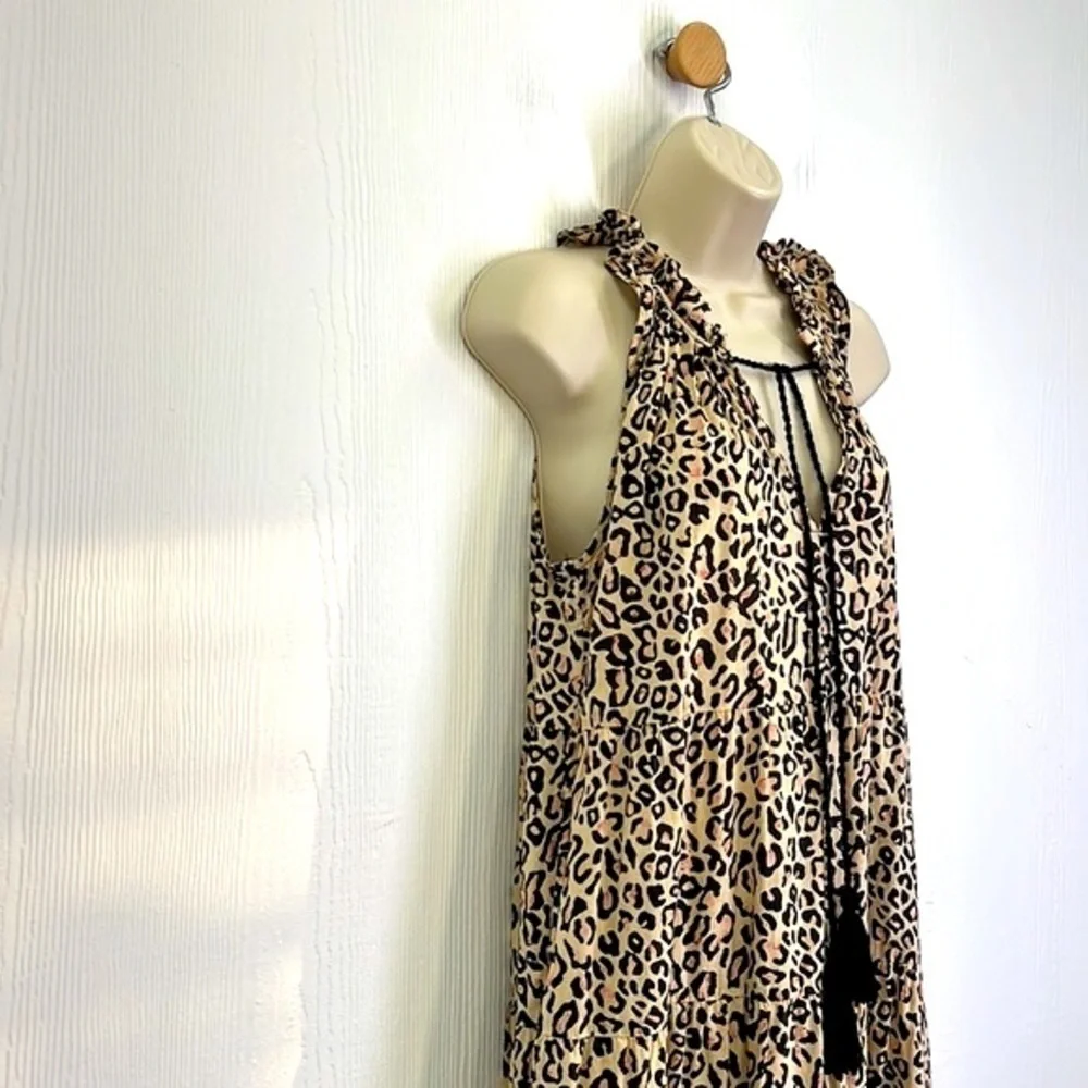 Mudpie - Light Tan And Black Cheetah Sleeveless Maxi Dress Size Small - Picture 5 of 12